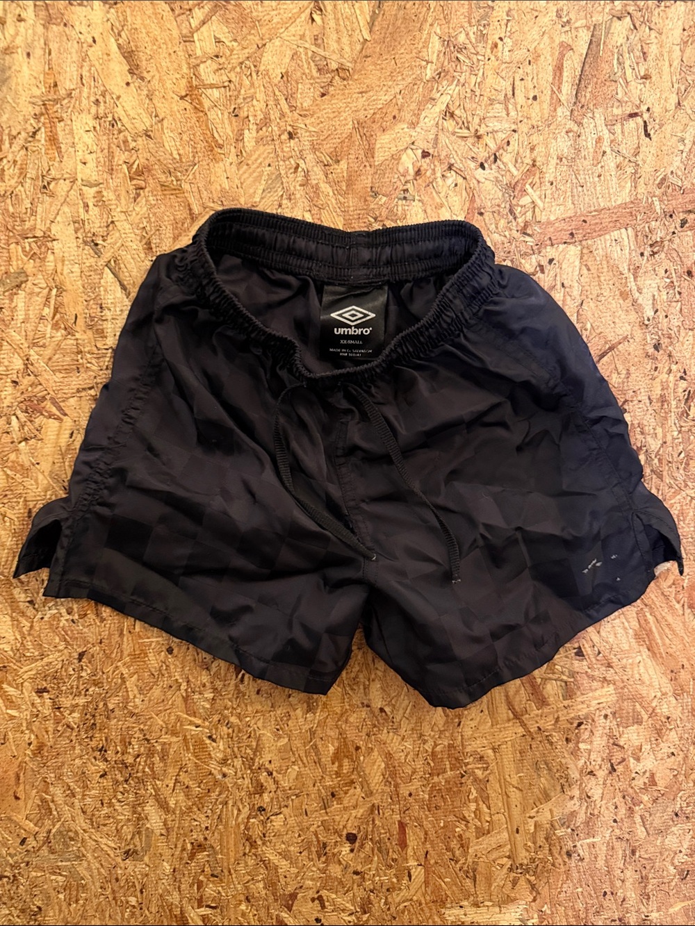 Umbro XXS Classic black checkered silky soccer shorts